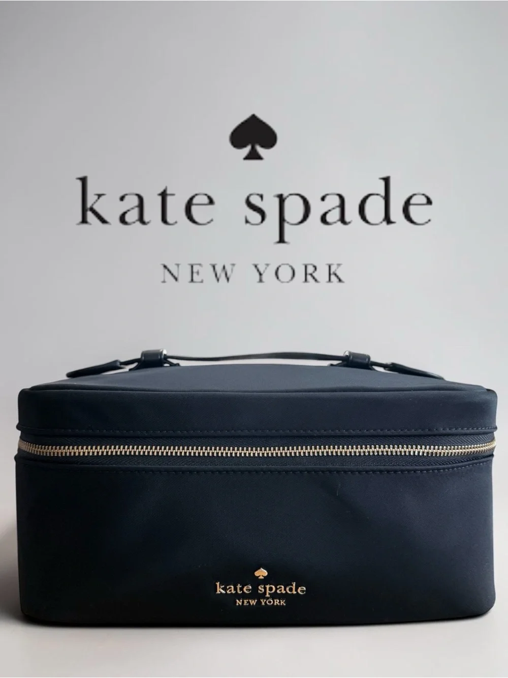 Kate Spade New York Black Nylon Vanity Cosmetic Train Case Travel Bag